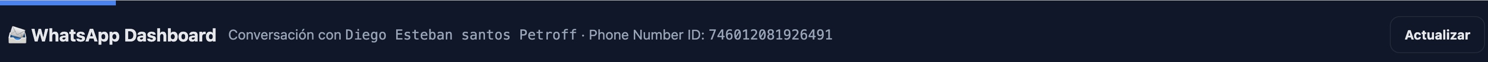 Barra de actualización en el panel superior