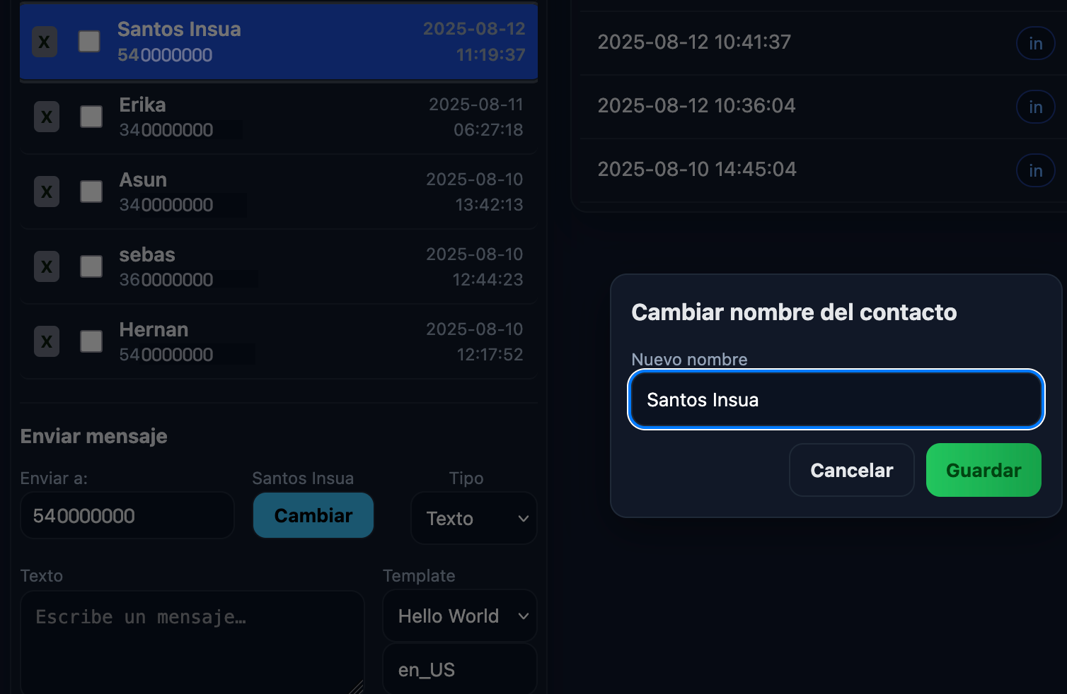 Cambiar nombre de un contacto